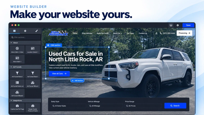 Anywhere Dealer website builder preview